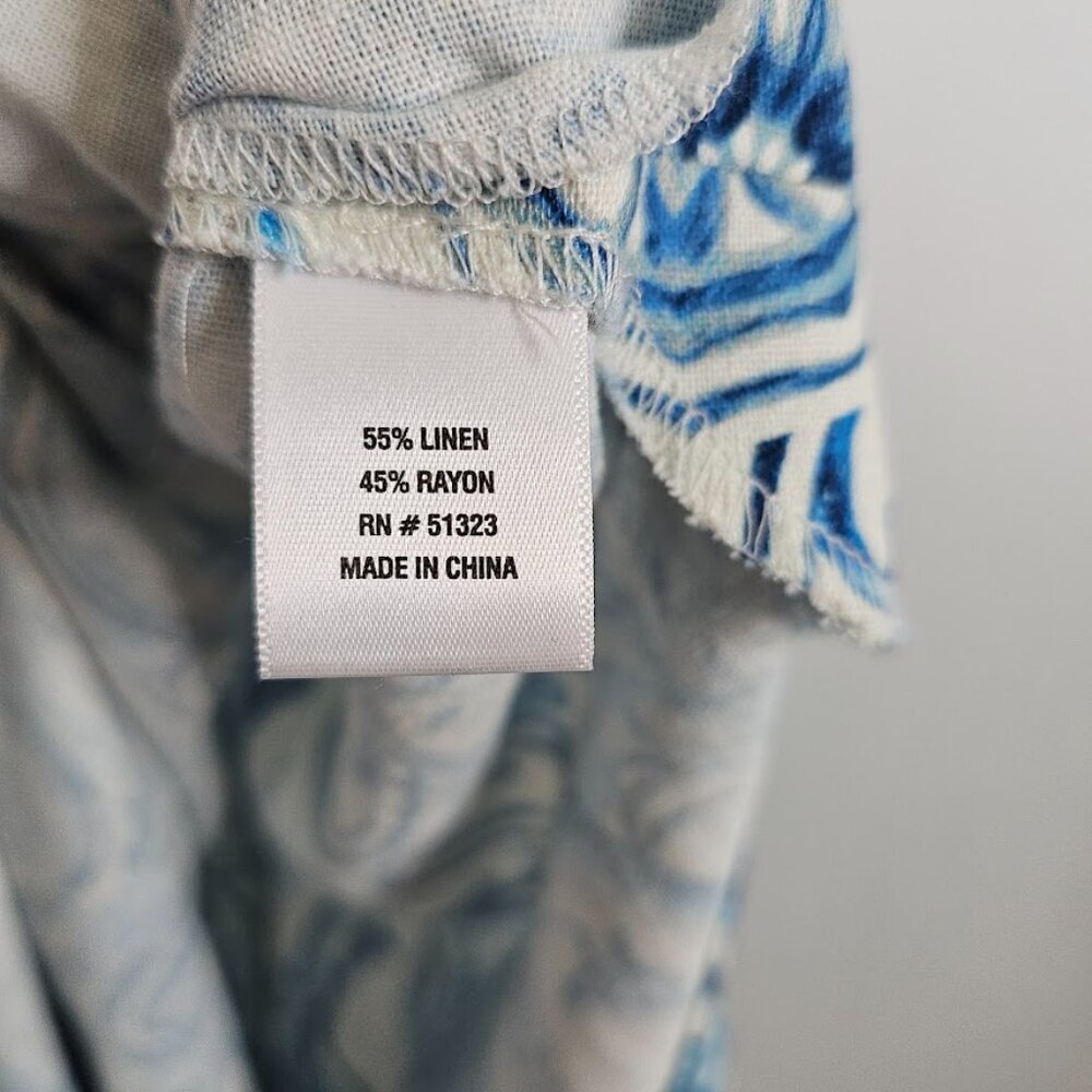 NWT MSK Linen Midi Dress size L 12-14 SPELLBOUND BLUE & WHITE FLORAL Summer Cute - Picture 7 of 12